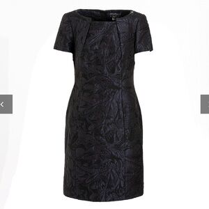 Salvatore Ferragamo Navy Jacquard Dress Silk Cotton Size 40 US 4